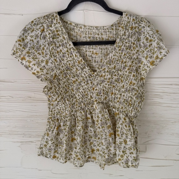 American Eagle Smocked Babydoll Top | Size S | Floral - Picture 4 of 8